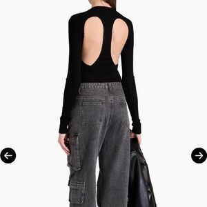 Goldsign Jigsaw Cutout Black Ribbed-Jersey Thong Bodysuit